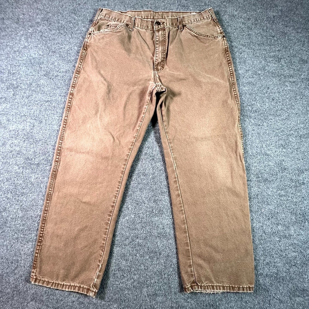 Genuine Dickies Jeans Men's 38x30 Brown Denim Dungaree Relaxed Fit Straight Work
